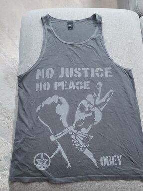 Men's Obey Gray Protest Graphic Tank Top
